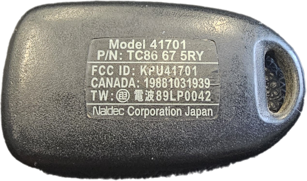 2001-2005 Mazda MX-5 Miata Millenia 4-Button Keyless Entry Remote KPU41701 Back Label FCC ID TC86-67-5RYC