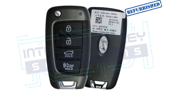 2019-2022 Hyundai Sonata 4-Button Flip Key (95430-L1000 / TQ8-RKE-4F40) OEM Refurbished w/ Logo